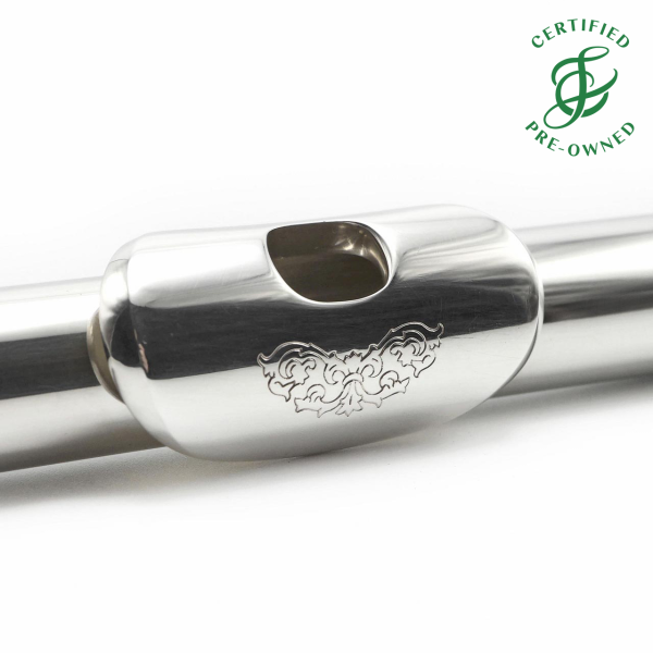 Drelinger Headjoint #615 - Sterling Silver, engraved lip plate For Sale