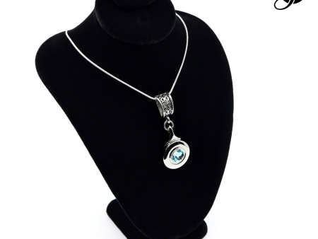 Open Hole Key with Aquamarine Swarovski Crystal by Flute Finery Online now