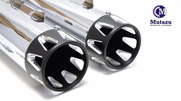 Mutazu Black 4  Billet End Tips Caps for Rinehart Harley Slip On Exhaust Mufflers ET-2 Cheap