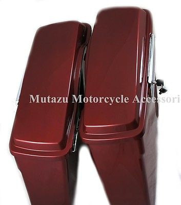 Mutazu 4  Fire Red Extended Saddlebags for Harley Touring Models Road King Glide For Discount