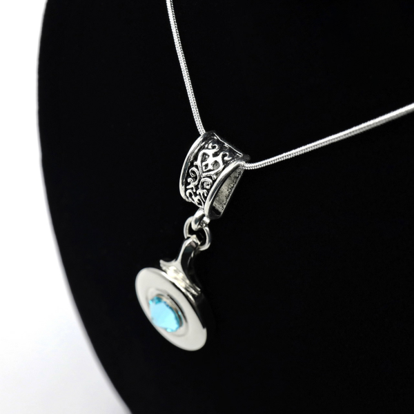 Open Hole Key with Aquamarine Swarovski Crystal by Flute Finery Online now