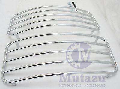 Universal MU Hard Saddlebags - Chrome Metal Top Rack Rails Cheap