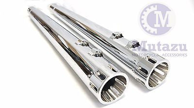 Mutazu MF-09N Slotted Tips 4  Megaphone Slip-On Mufflers for 2017-up Harley Touring Fashion