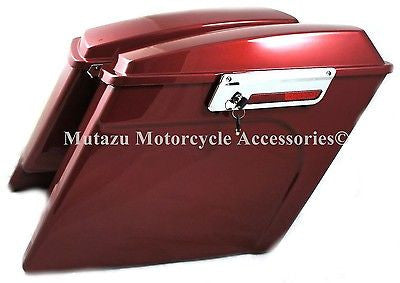 Mutazu 4  Fire Red Extended Saddlebags for Harley Touring Models Road King Glide For Discount