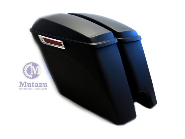 Matte Black 2 in 1 Cut Extended Stretched Saddlebags for 2014-up Harley Touring Online now