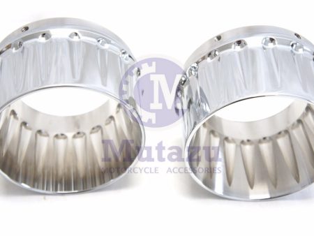 4  Double Fluted Billet End Tips Caps for Harley DNA Slip On Exhausts Mufflers Fashion