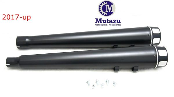 MUTAZU MF-29N-BB Black Megaphone Slip-On Mufflers Exhaust 2017-up Harley Touring Online Sale