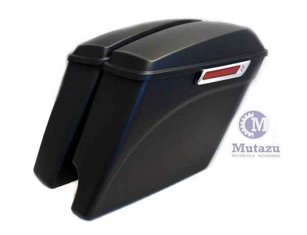 Matte Black 2 in 1 Cut Extended Stretched Saddlebags for 2014-up Harley Touring Online now