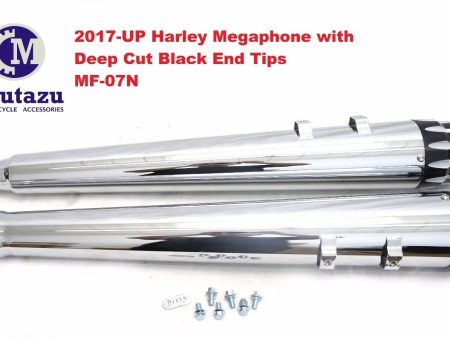 Deep Cut End Caps MF-07N 4  Megaphone Slip-On Mufflers for Harley Touring 2017 & Up Discount