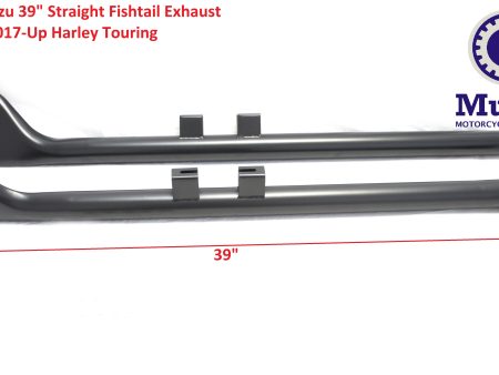 39  Black Fishtail None Baffle Exhaust Slip On Mufflers 2017-UP for Harley Touring For Sale