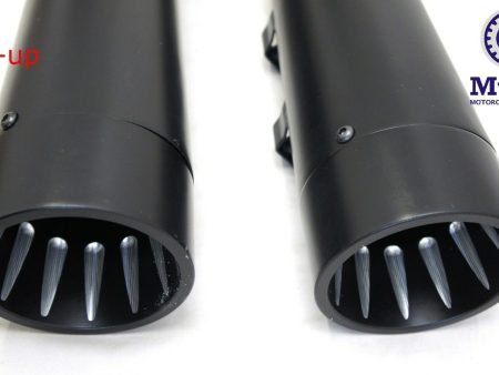 MUTAZU MF-26N-BB Fluted cut Black Megaphone Slip-On Mufflers Exhaust 17-up Harley Touring For Discount