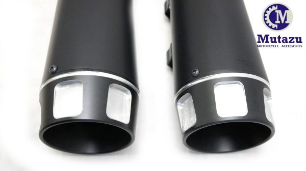 MUTAZU MF-29N-BB Black Megaphone Slip-On Mufflers Exhaust 2017-up Harley Touring Online Sale