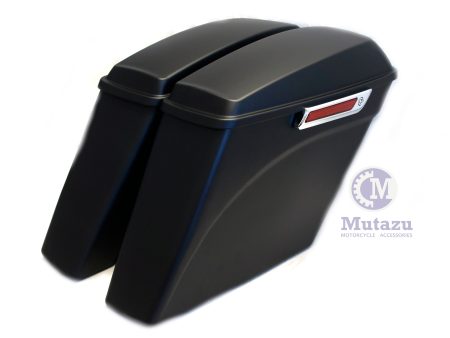 Matte Black No cut Out Extended Stretched Saddlebags for 14-up Harley Touring Hot on Sale