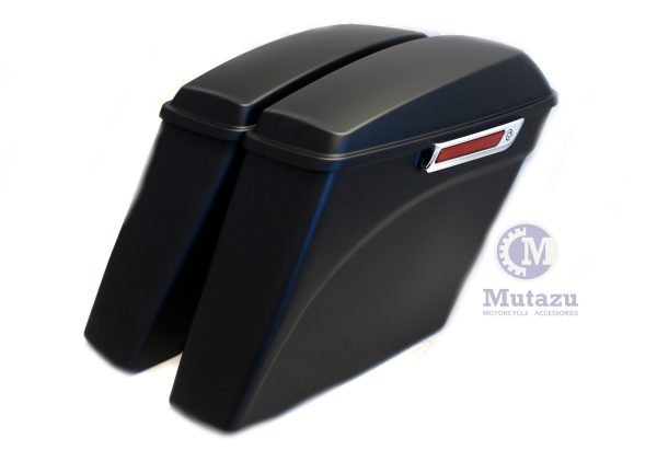 Matte Black No cut Out Extended Stretched Saddlebags for 14-up Harley Touring Hot on Sale