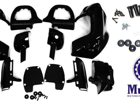 Mutazu Vivid Black Lower Vented Fairing with Mounting Kit for Harley Touring Fashion