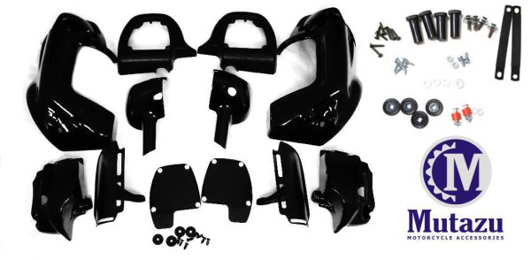 Mutazu Vivid Black Lower Vented Fairing with Mounting Kit for Harley Touring Fashion