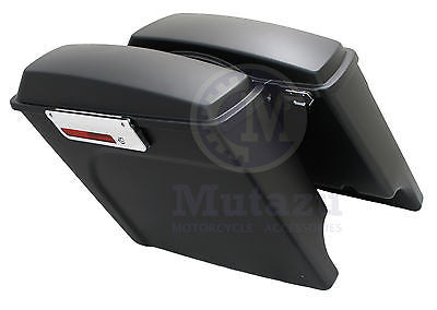 Complete Matte Black 4  Extended Hard Saddlebags For Harley Touring Models Online now